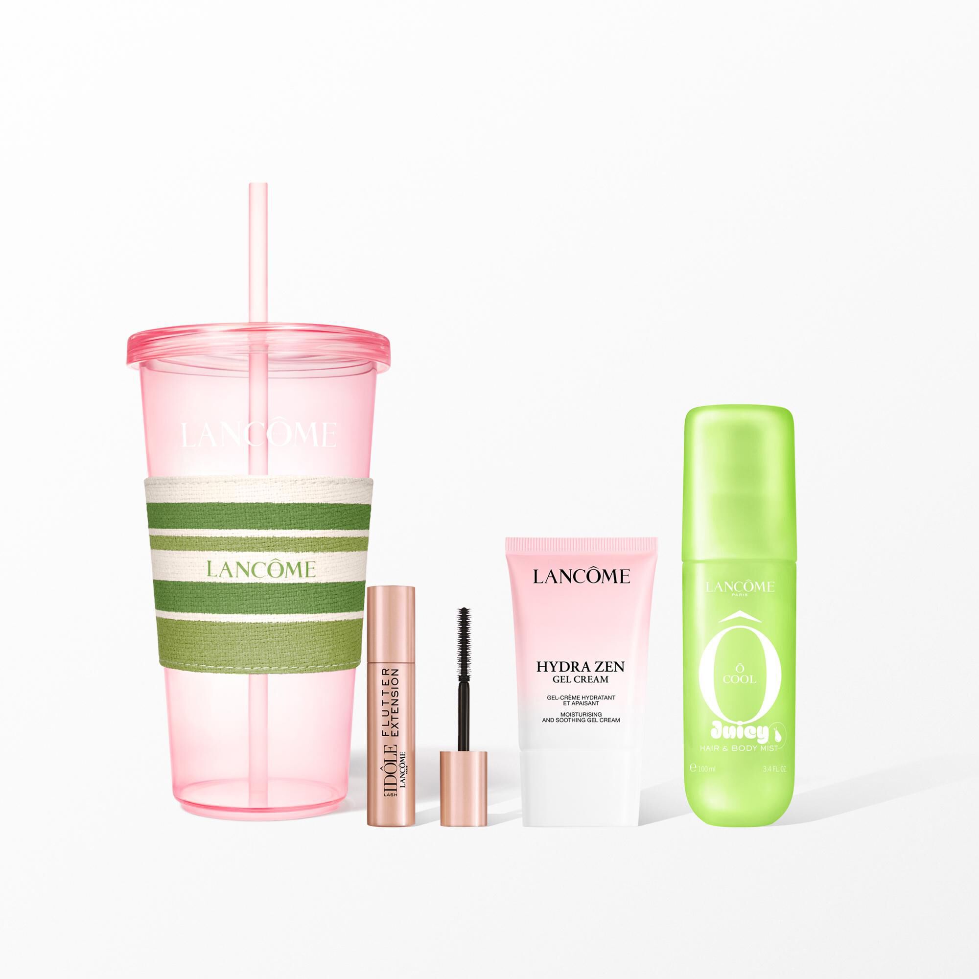 Summer Cup Ô Cool Edycja Limitowana - Niezbędniki do klubu plażowego: kubek chłodzący, Mgiełka do Ciała i Włosów Ô Cool, Lash Idôle Flutter Extension i Hydra Zen Gel Cream! 
