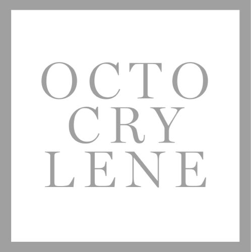 Text-based logo displaying the word "OCTOCRYLENE" in a stylish font, centered within a gray border.