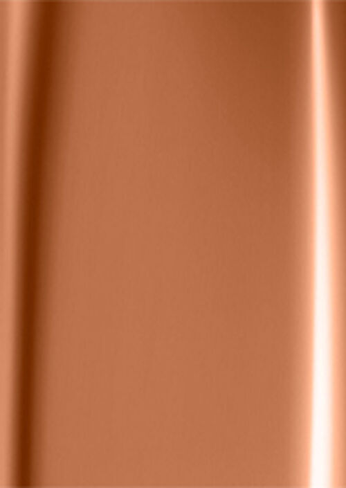 A smooth, reflective surface of copper-colored fabric with gentle folds and shadows.