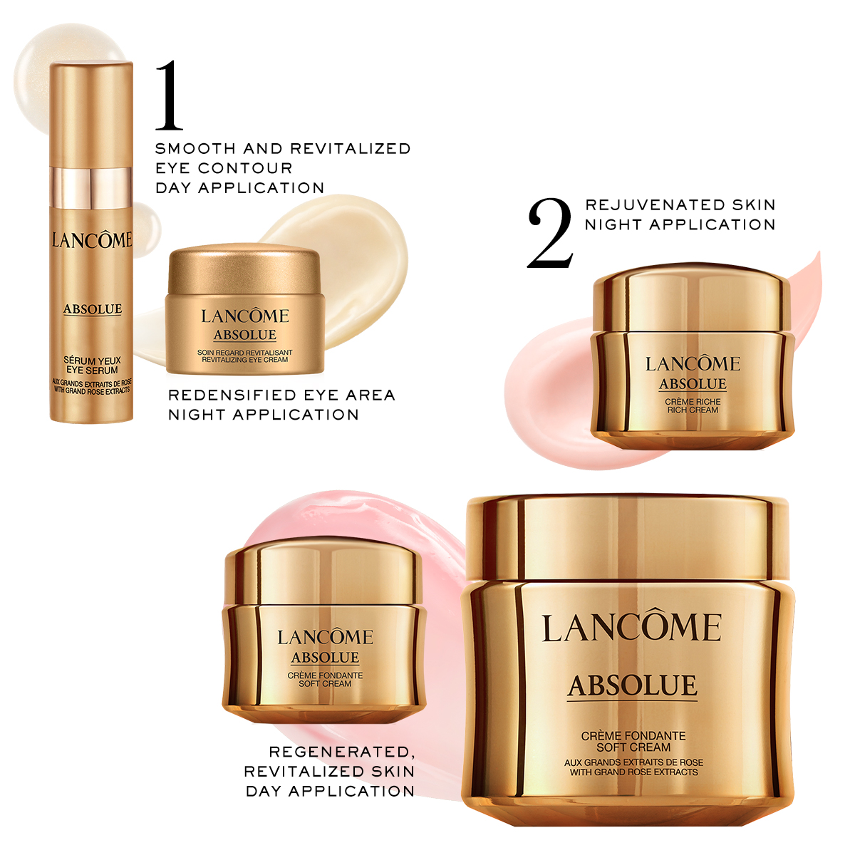 LANCOME ABSOLUE スキンケアセット 5点 Lancome Absolue (ser/30ml + cr/60ml + eye/cr/20ml) - Zestaw